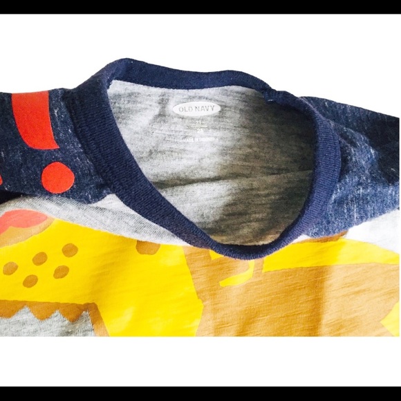 OLD NAVY Lion Print Tee/Top With Roar Detail Sleeves Grey/Denim Blue Boys Age 2T - Picture 8 of 10